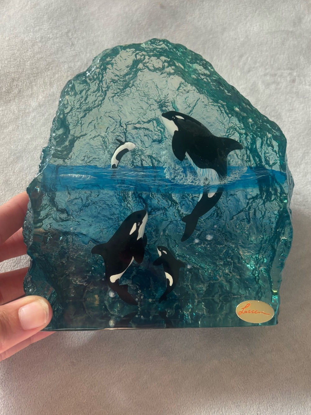 Christian Riese Lassen Embracing the Light Orca Sculpture #9330